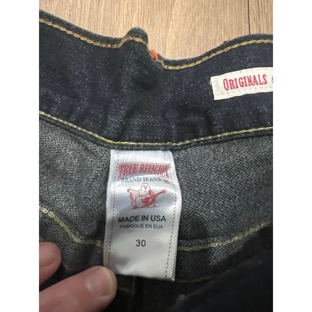 New True Religion Blue Straight Ricky Jeans USA 30 Big T Flap Y2K